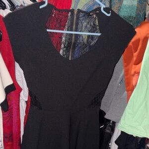 Elegant Black Lace-Back Fit & Flare Mini Dress